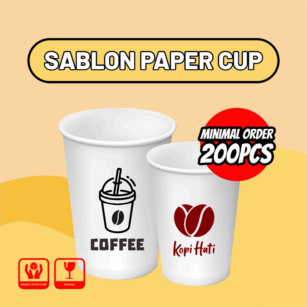 Sablon Paper Cup Custom Hot Paper Cup 8oz 12oz Free Desain