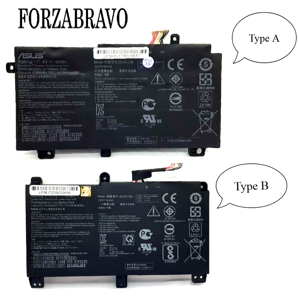 Battrey Baterai Laptop ASUS ROG G531 G531GT G531GT-BI7N6 B31N1726