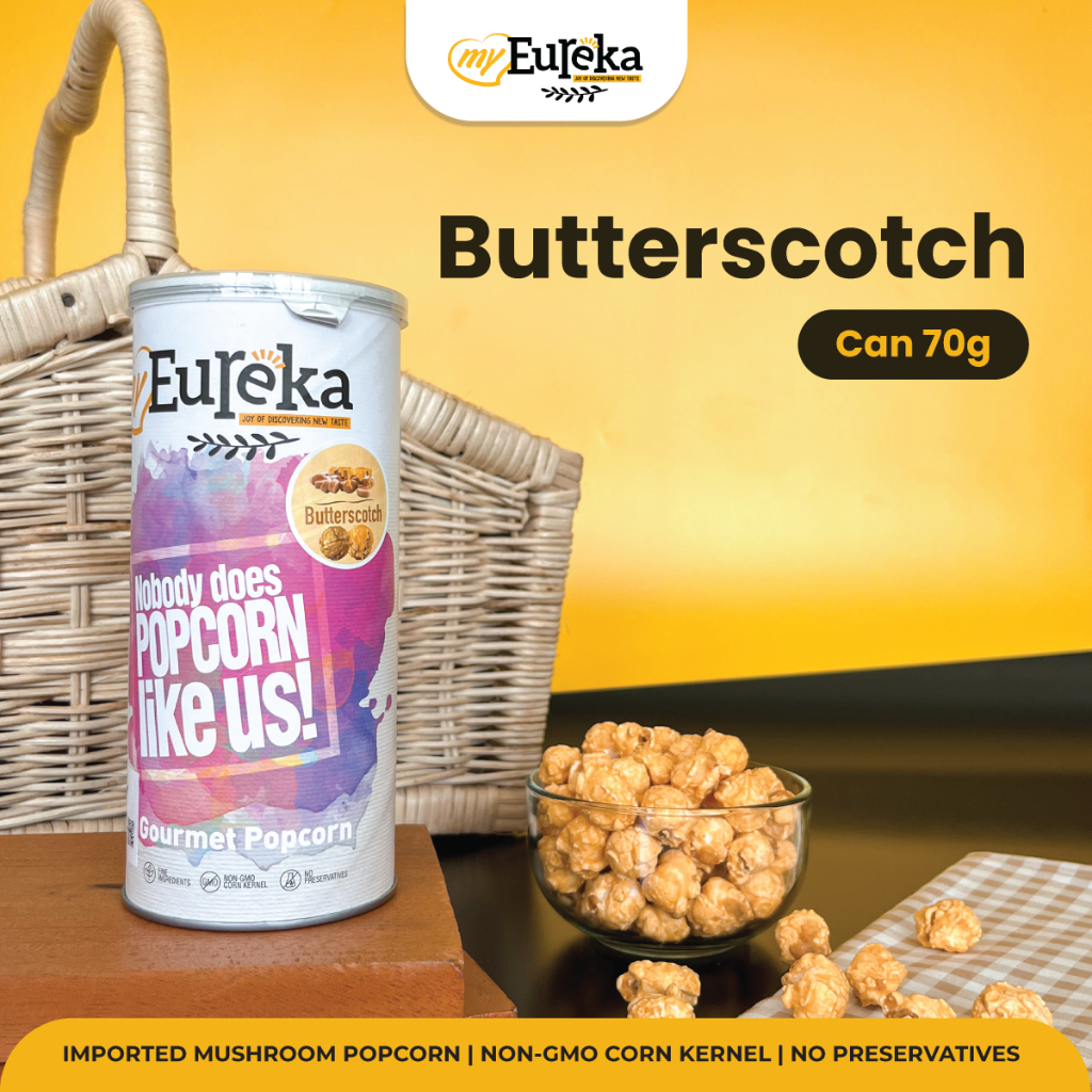 

Eureka Popcorn Butterscotch Can 70g | Snack Cemilan Impor