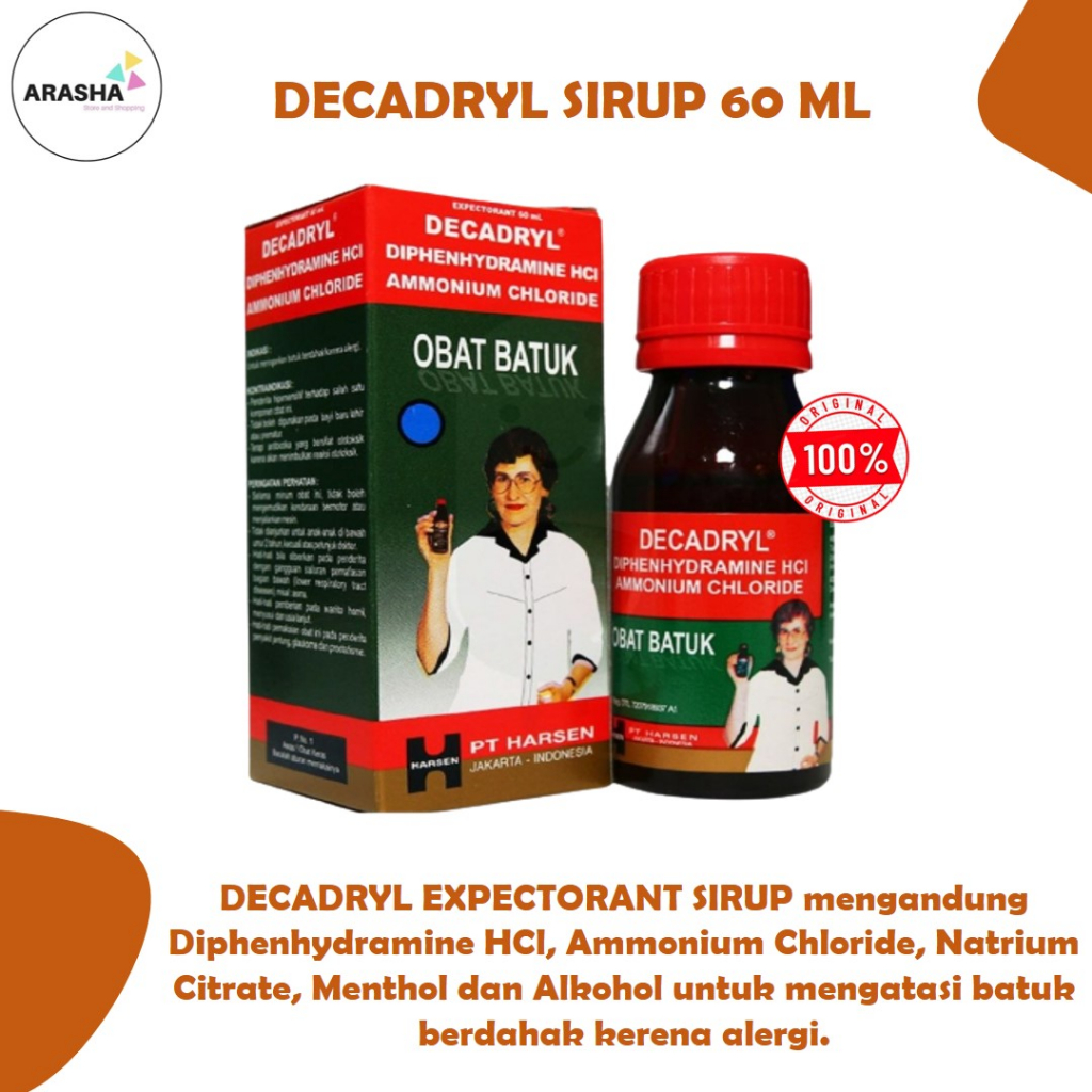 DECADRYL EXPECTORANT SIRUP 60 ML Obat Batuk Berdahak/Pilek/Flu/Sesak Nafas/Asma/Sakit Ulu Hati