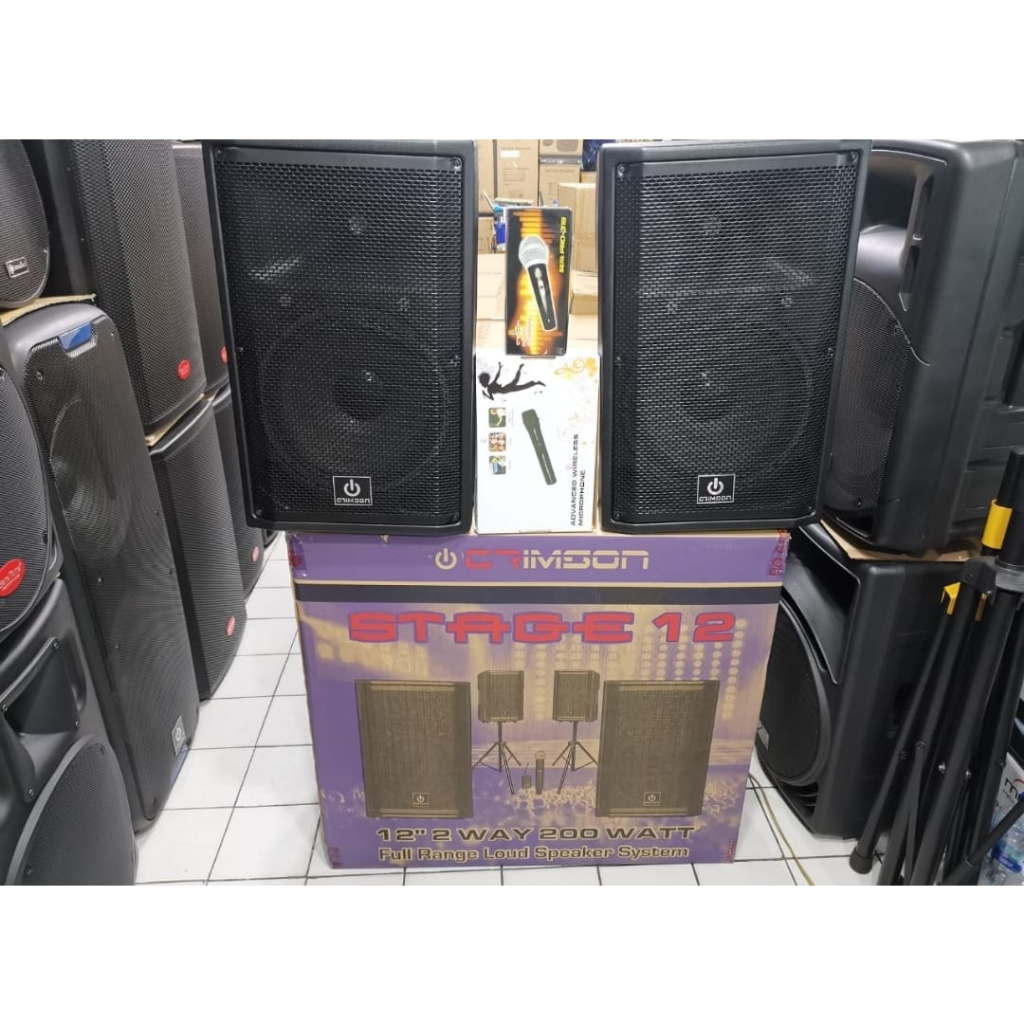 Crimson Paket Tipe Stage 12 Speaker 12 Inch 2 Way 200 Watt 2 Stand Speaker