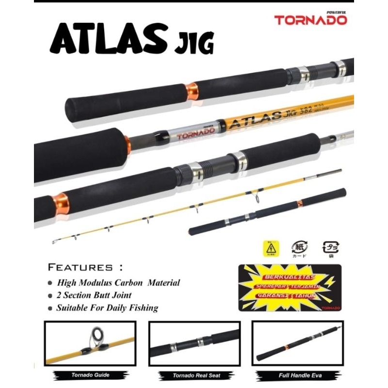 JORAN TORNADO ATLAS JIG 582 PANJANG 176 CM JORAN CARBON LAUT TYPE JIGGING