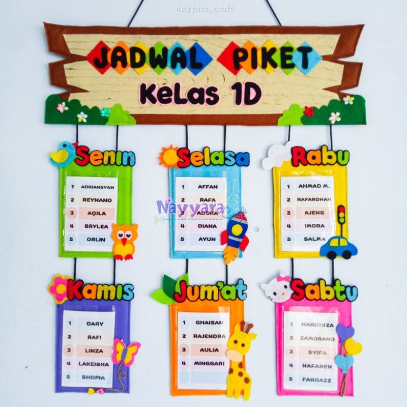 jadwal piket / jadwal pelajaran