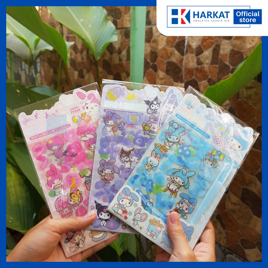1 SET 3 PACK STIKER DIY STIKER AESTHETIC MOTIF LUCU