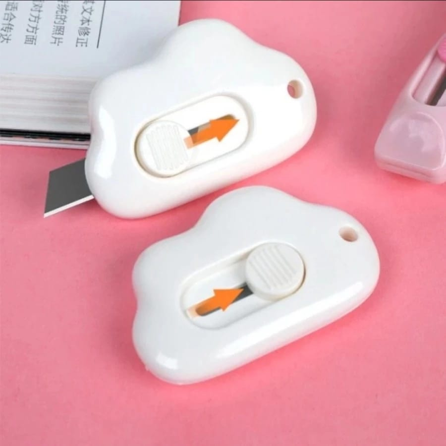 

Cutter Mini Lucu Model Awan Pembuka Paket Estetik Pisau Silet Portable Pemotong Solasi Lakban Kertas Warna Warni