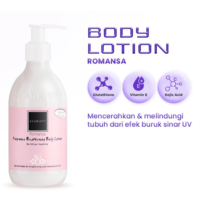 Scarlett Whitening Body Lotion Jolly / Romansa / Charming | Brightening Body Romansa Fantasia Scarle