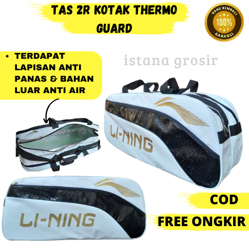 Tas Raket Badminton 2 Resleting Kotak Thermo Guard high quality new