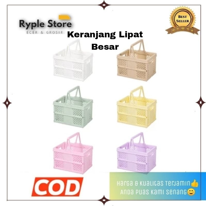 RP - Keranjang Penyimpanan Lipat Besar Plastik / Keranjang Lipat Organizer / Rak Keranjang Kotak Sto