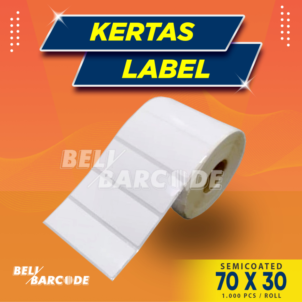 

Stiker Label Barcode 70x30mm Semicoated 1 Line isi 1000 Pcs 70 x 30 mm