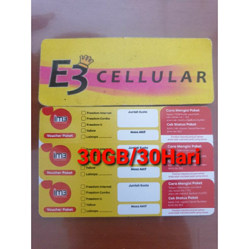 Voucher Internet INDOSAT FREEDOM 30GB (30Hari)