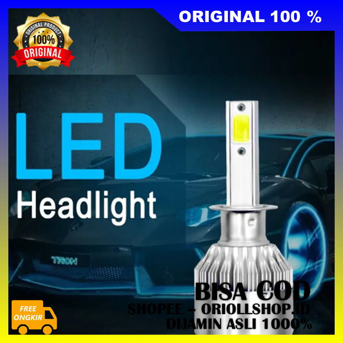 Lampu C6 H4 LED Lampu Utama Mobil LED Headlight C6 Cob Mobil Socket H4 100% ASLI