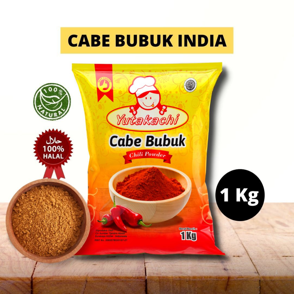 Cabe Bubuk India 1Kg Yutakachi / Chili Powder / Cabai Kering Bubuk / Serbuk Cabe