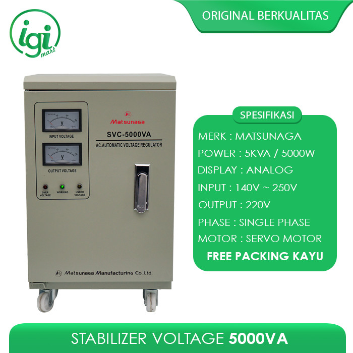 STAVOLT SVC 5000W MATSUNAGA STAVOL LISTRIK 5000VA STABILIZER VOLTAGE