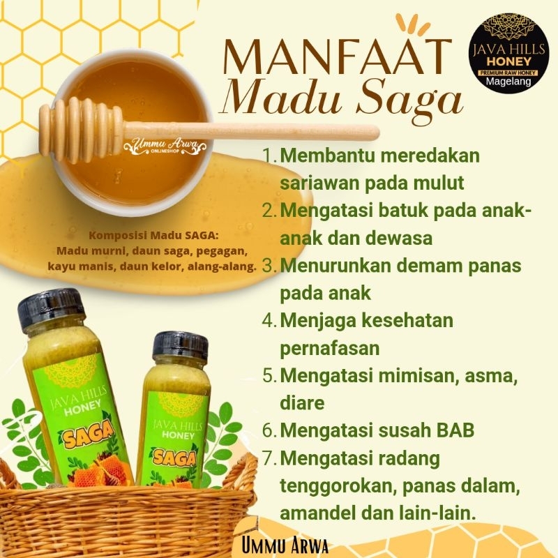 

MADU SAGA JAVA HILLS HONEY penurun demam, sariawan, radang tenggorokan, amandel, mimisan, batuk anak dll