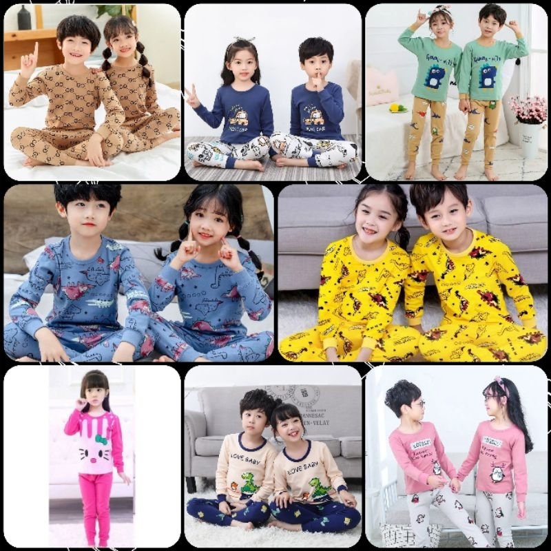 BAJU TIDUR ANAK LAKI-LAKI/BAJU TIDUR ANAK PEREMPUAN /PIYAMA ANAK COUPLE/Baju tidur anak unisex 1-9ta