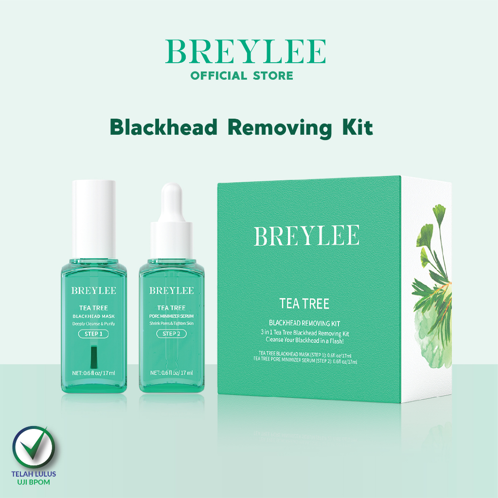 BREYLEE Tea Tree Blackhead Removing Kit - Pembersih/Pengangkat Komedo &amp; Pengecil Pori-pori (1pc)