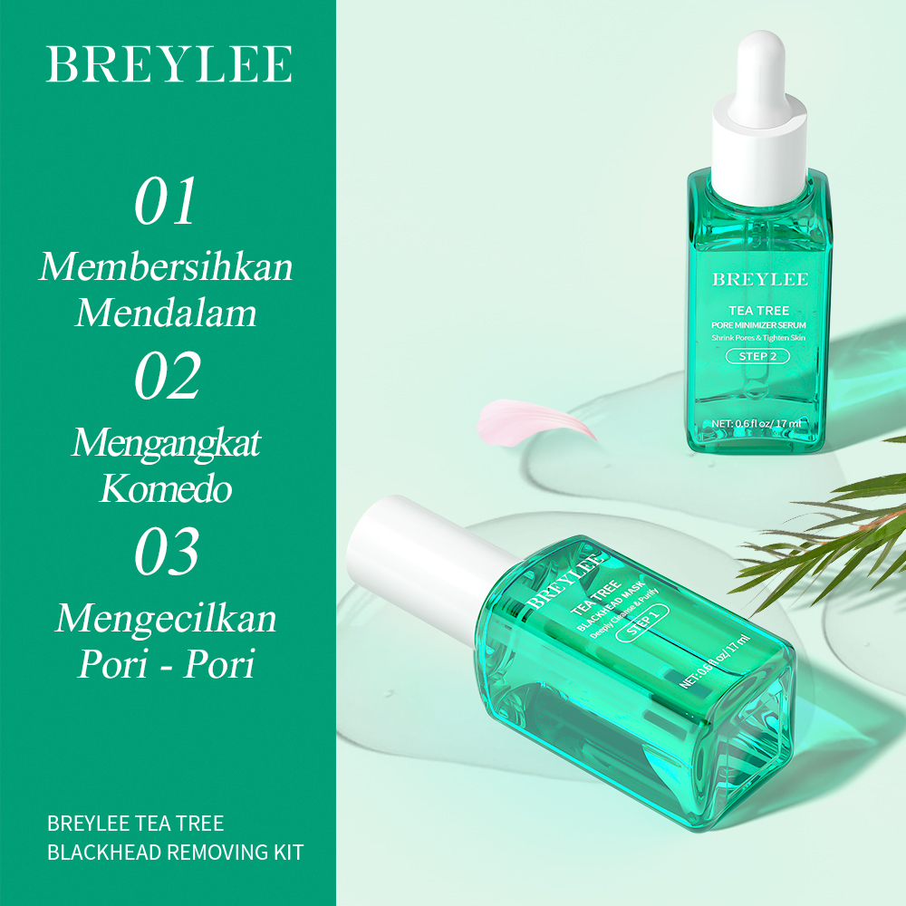 BREYLEE Tea Tree Blackhead Removing Kit - Pembersih/Pengangkat Komedo &amp; Pengecil Pori-pori (1pc)