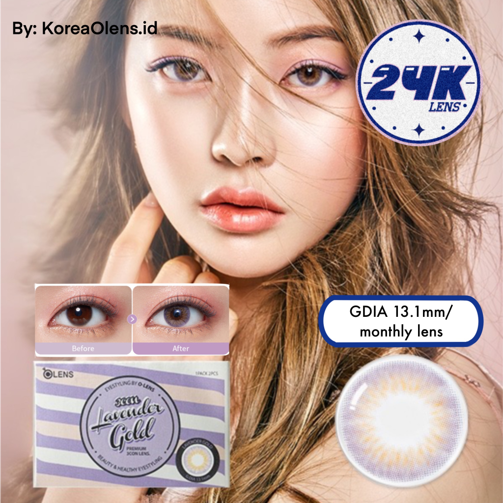 SOFTLENS KOREA ORI OLENS NEW JEANS BLACKPINK LENS LAVENDER GOLD MOMTHLY LENS / 1 PAIR / 1 PASANG