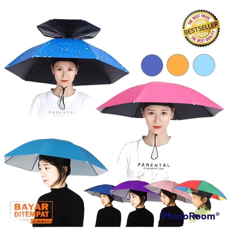 Payung Topi Besar Ukuran Diameter 70 80 95 Cm-Topi Payung Mancing Hiking Outdoor