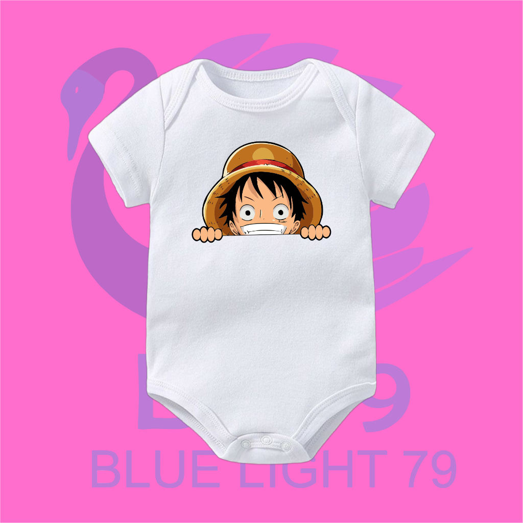 BAJU BAYI JUMPER BABY ONE PIECE LUFFY | BAJU BAYI ANIME LUFFY CHIBI bodysuit jumpsuit jumper pendek 