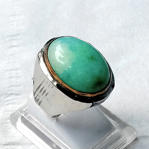 cincin batu akik giok hijau ring monel batu asli