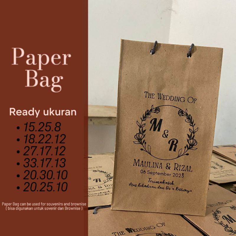 

Paper Bag Coklat Bronis 33x17x13 Sablon Custum Toko Wedding Sovenir