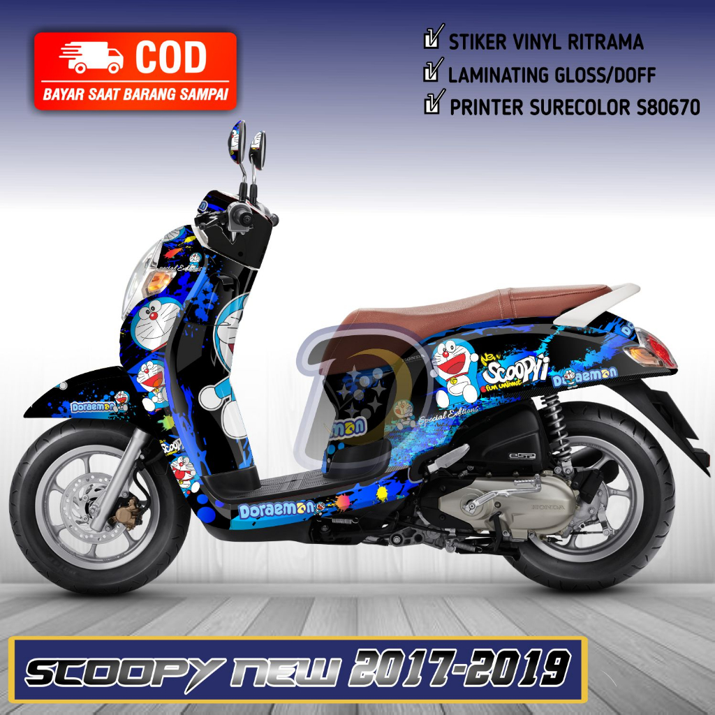 Decal Scoopy New 2017 2019 Striping Motor Scoopy New Stiker Honda Scoopy new Doraemon
