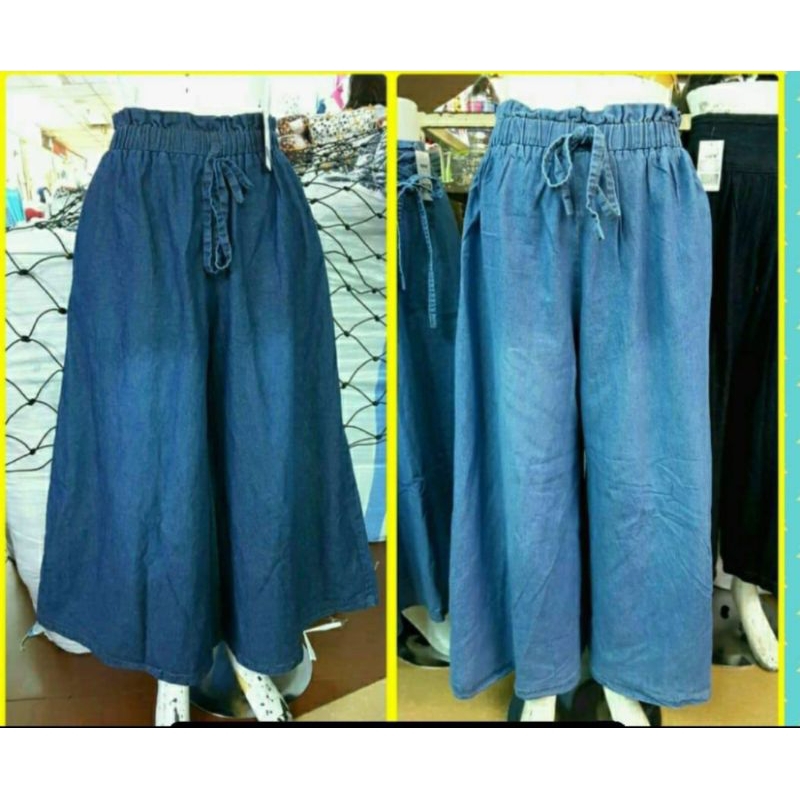 KULOT JEANS LEBAR FULL KARET JEANS JUMBO