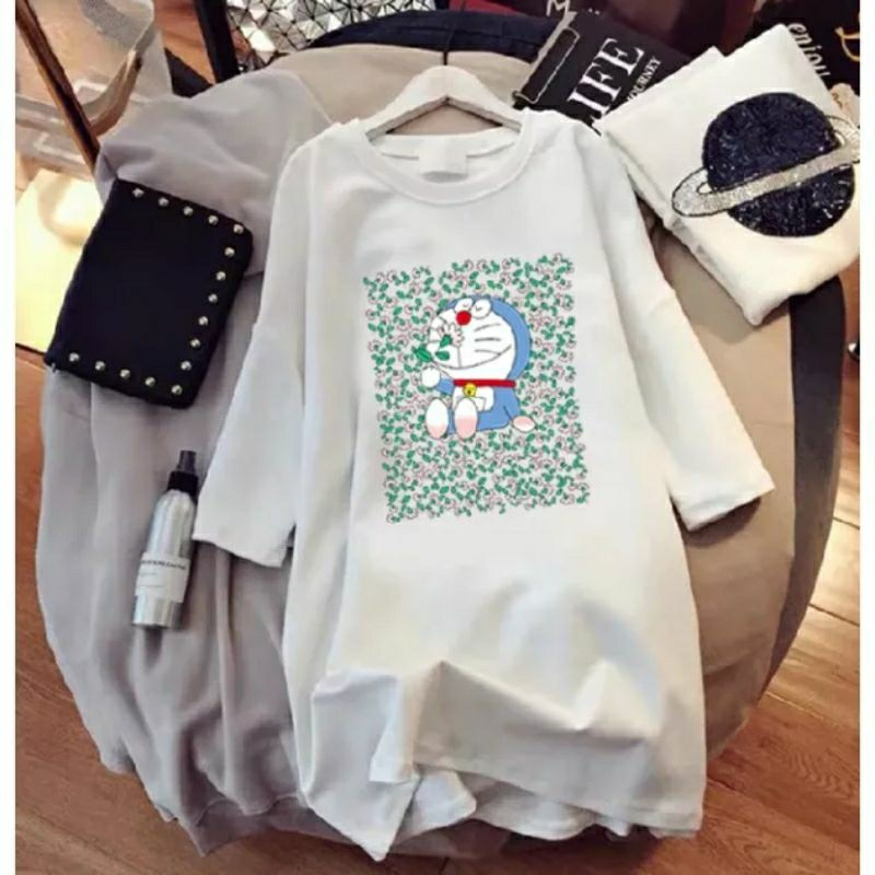 kaos oversize / Oversized T Shirt Korean Style Motif Doraemon