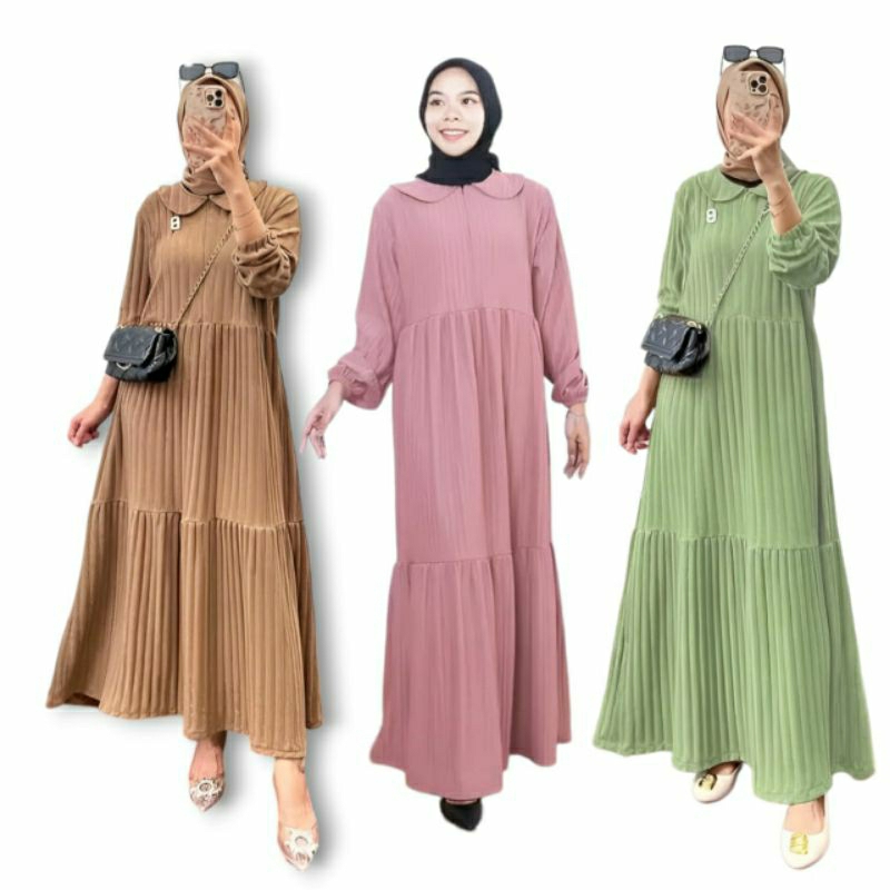 READY STOKE (COD)//MIDI DRESS//GAMIS DRESS//GAMIS LUCIA//GAMIS RESLETING DEPAN//GAMIS KNIT HANOVER B
