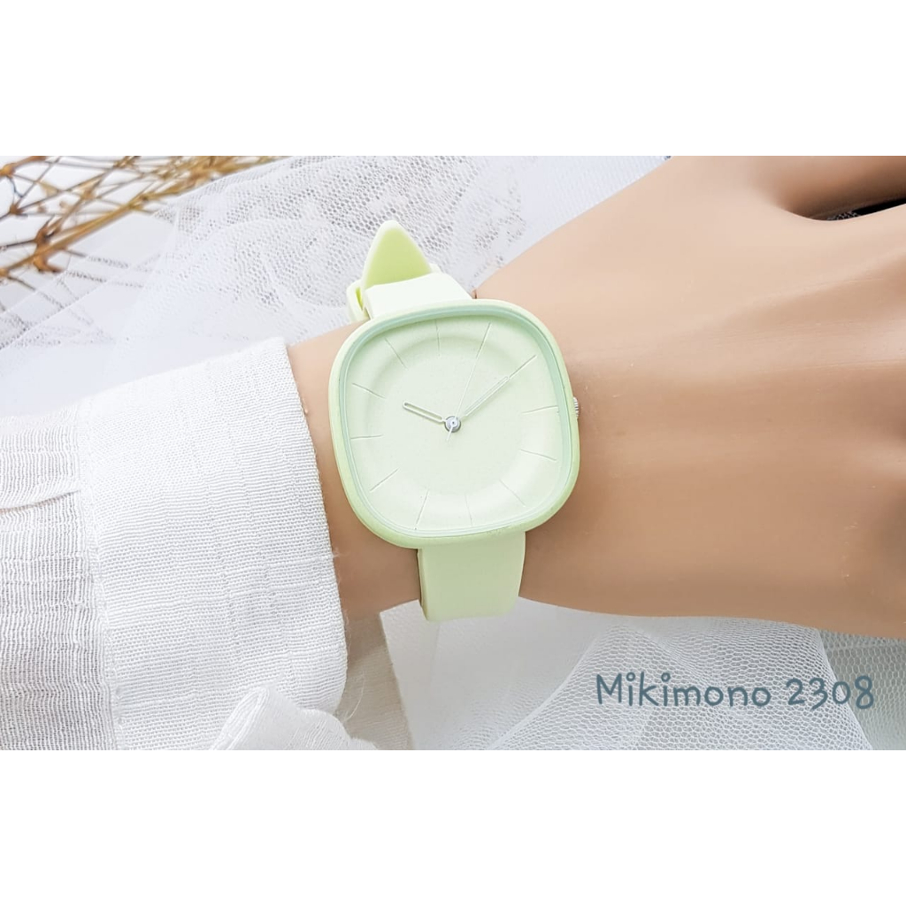 COD Jam Tangan Wanita Mikimono-2308 Tali Rubber Body Segi