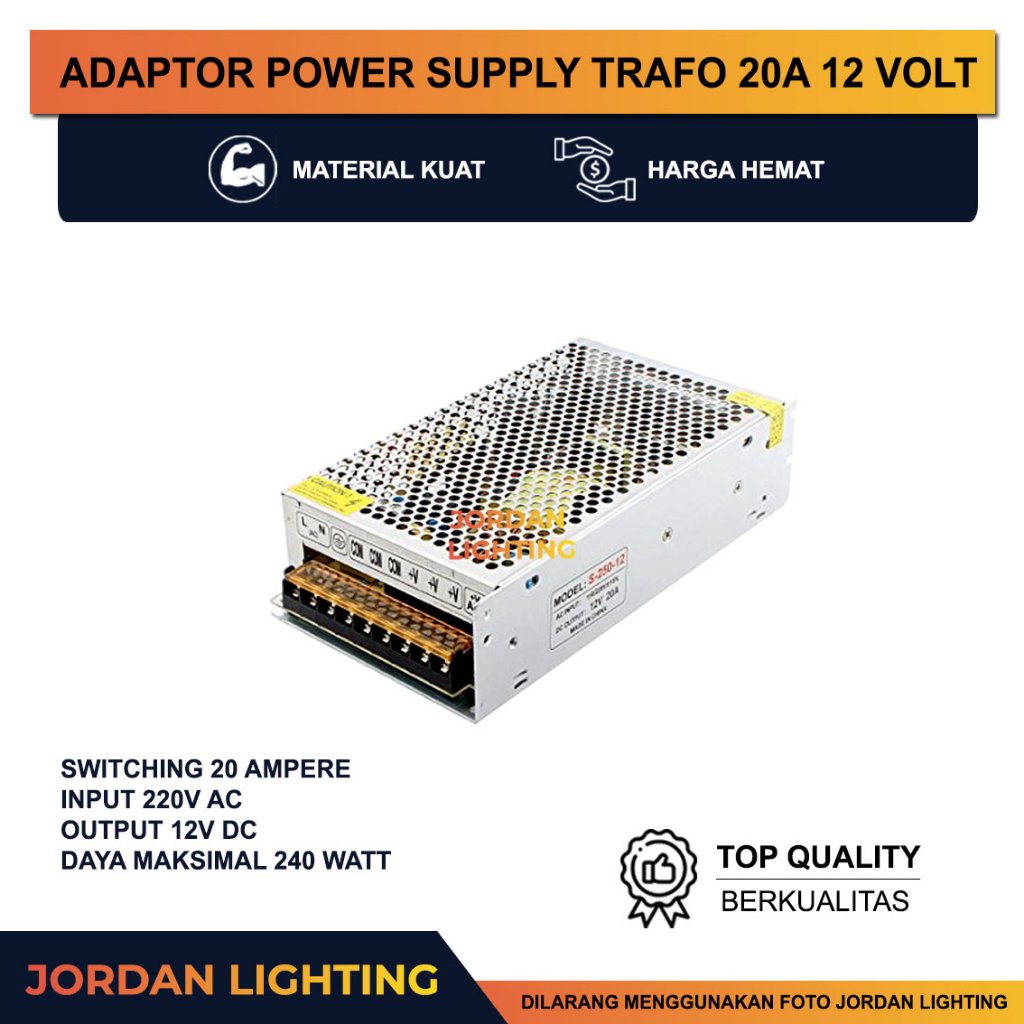 Adaptor Power Supply 12V 20A Switching LED Trafo 20 Ampere