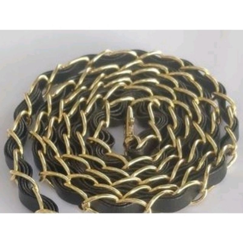 TBC - Tali Tas Anyam/Kulit Combi Rantai/Tali Tas Combi Kulit Hitam