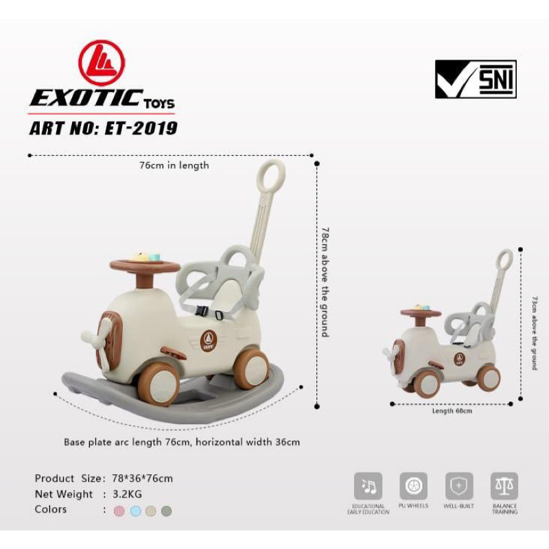 Mainan RIDE ON ET 2019 2013 ET2019 ET2013 ET2163 ET-2163 EXOTIC Ride On ( 3 IN 1 ) Model Car Ayunan