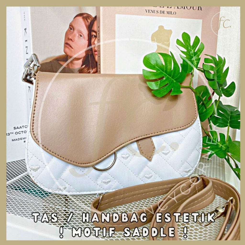 Sling Bag / Leather Handbag Sleek Elegant Tas Jinjing Selempang Korea Kulit Sintetis Branded Saddle 