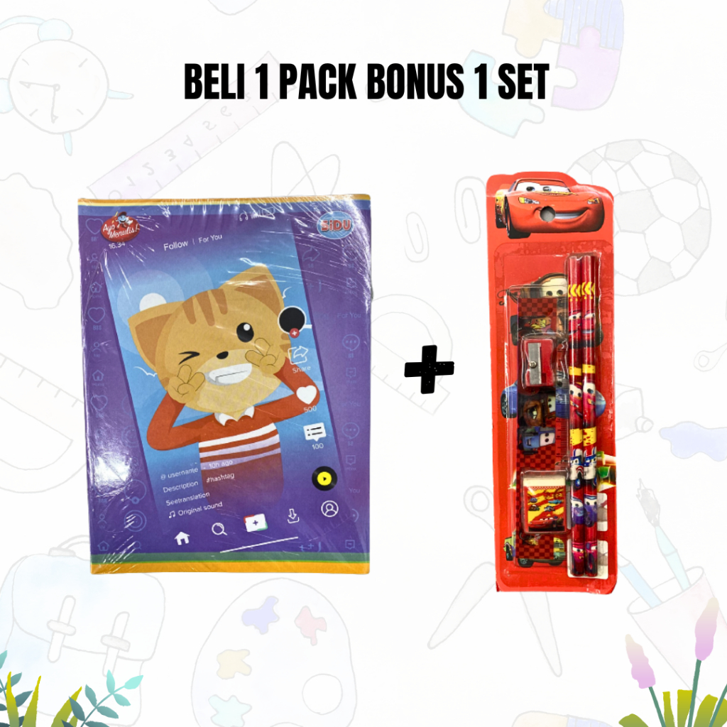 

BUKU TULIS SIDU ISI 10 38 LEMBAR (PACK) BONUS 1 SET ALAT TULIS