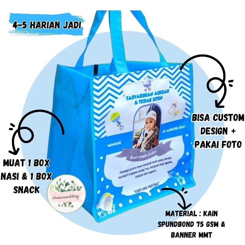 

Tas Aqiqah Tas khitan Tas Tedhak siten Tas ulang Tahun Tas Kehamilan Spunbond 75 Gsm (Tebal)