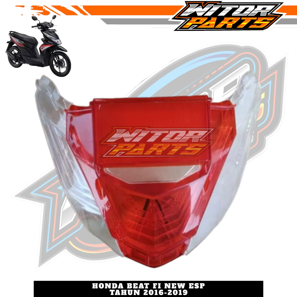 Mika Kaca Lampu Stop Belakang Plus Sein Honda Beat New Fi Esp Eco Street 2016 2017 2018 2019 / Mika 
