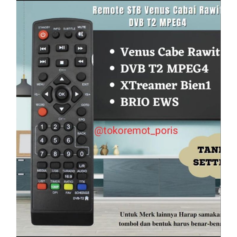 REMOT STB VENUS CABAI RAWIT DVB T-2 MPEG4