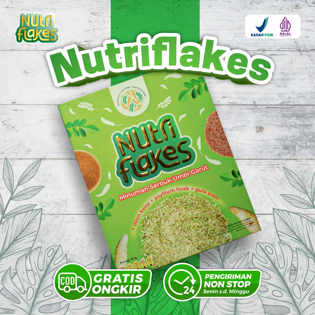 

Sereal Sehat Nutriflakes - Original Makanan Umbi Garut Efektif Untuk Diet Diabetes Maag Akut Perbaiki Sistem Pencernaan & Terapi Asam Lambung Magh Kontrol Kolesterol Kolestrol Cereal Manjur Original Non Obat Isi 280gr