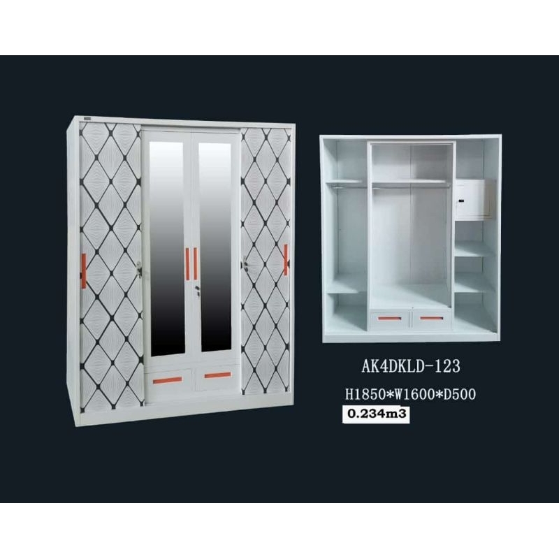 Lemari Pakaian Besi Sliding 4 Pintu Ready Murah