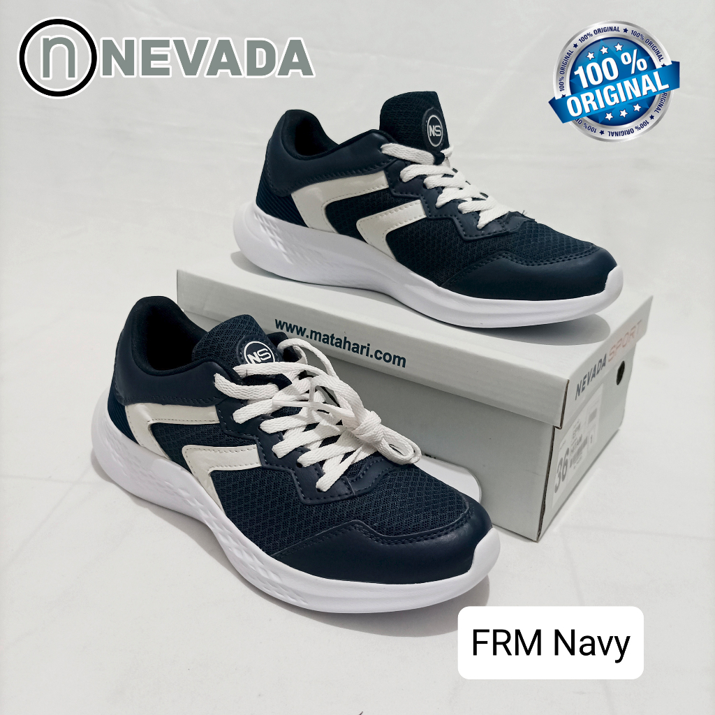 Sepatu Sneakers Pria NEVADA FRM Sport Warna Navy 100% Asli