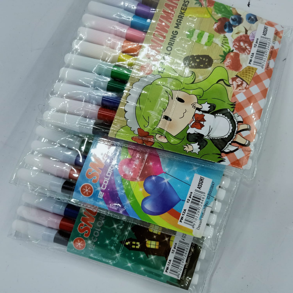 

spidol 12 warna lengkap snowmn