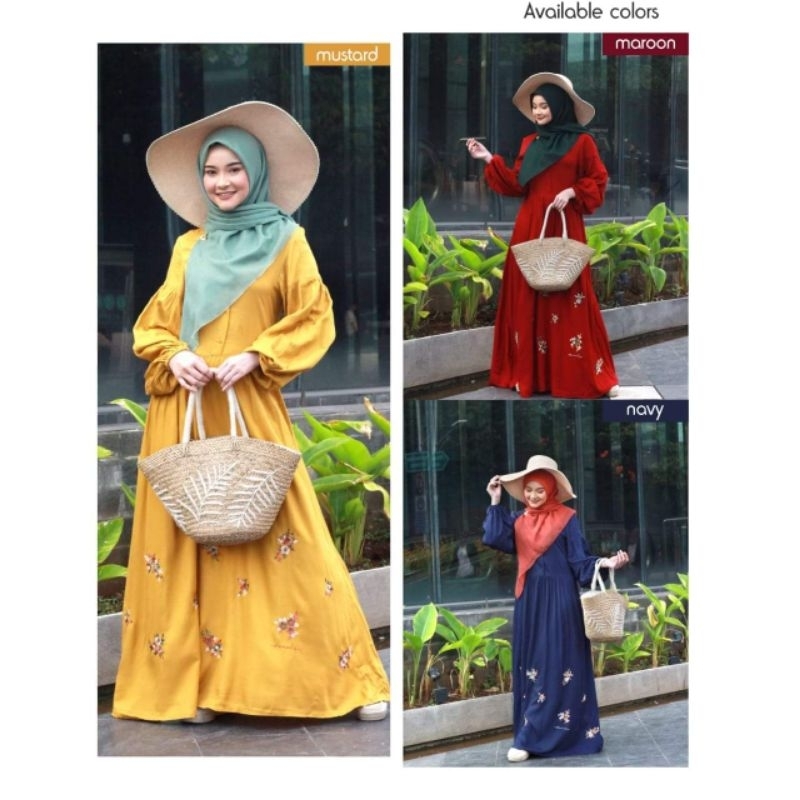 DANNIS Gamis Terbaru A221114 Maroon - Mustard - Navy