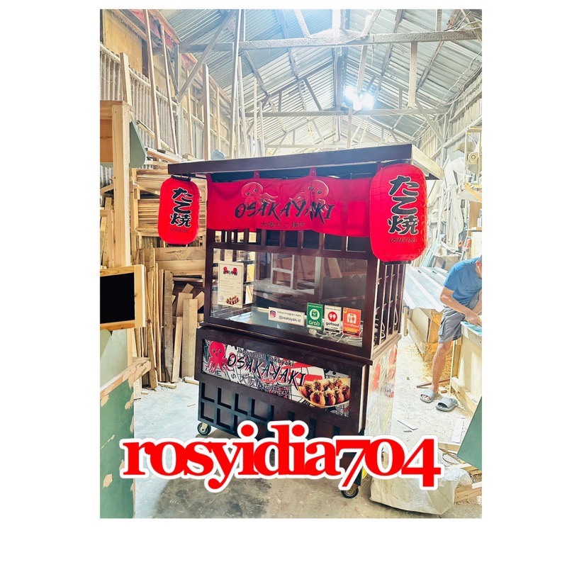 gerobak takoyaki/gerobak minimalis/ gerobak kayu