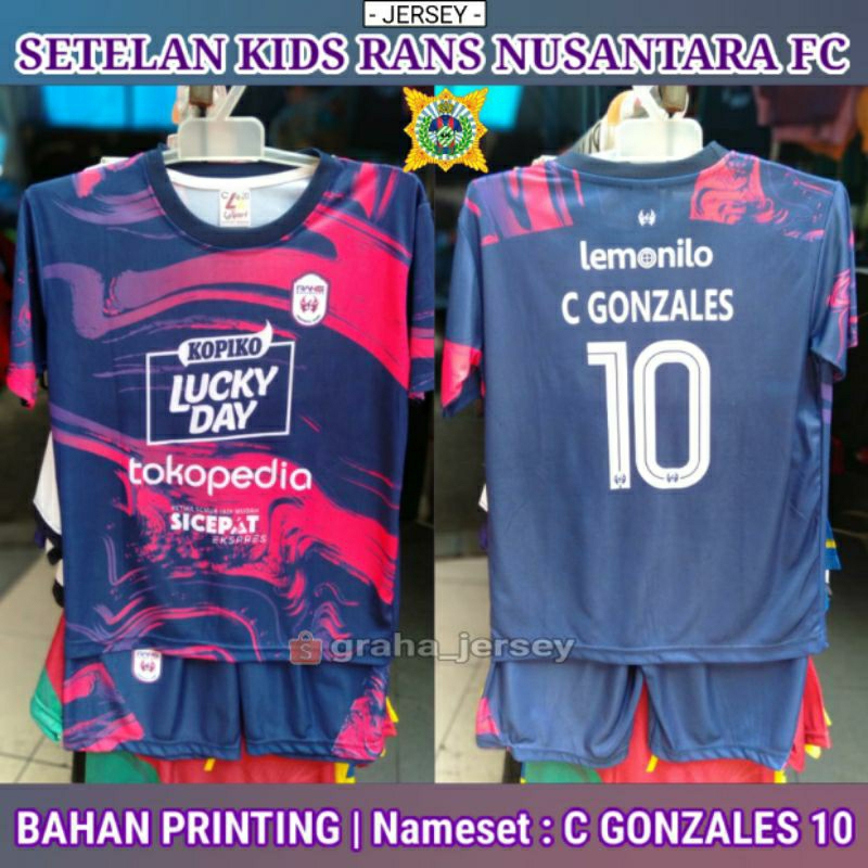 Setelan Kids RANS FC Home BRI Liga 1 2022 C GONZALES Ungu PRINTING Jersey ANAK Lokal