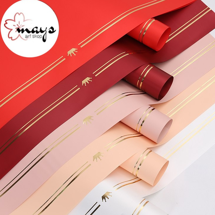 

Crown List Gold Kertas Buket Bunga Cellophane - Flower Wrapping Paper Semi Transparent Garis Mahkota