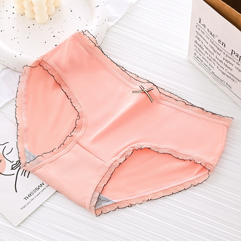 CLICKBRA | CD1077 Celana Dalam Wanita Pita Renda Katun Motif Underwear Korea
