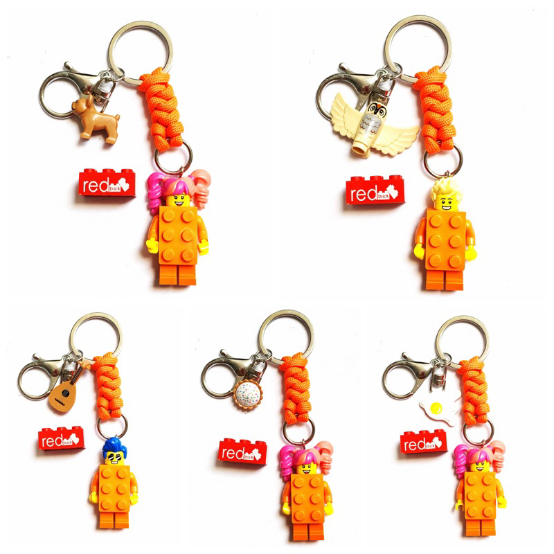 Gantungan Kunci LEGO Orange Brick Suit Guy or Girl Paracord