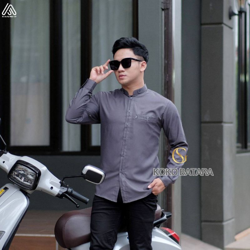 BAJU KEMEJA KOKO PRIA LENGAN PANJANG POLOS KEMEJA PRIA KATUN BAJU KOKO HADROH BAJU MUSLIM PRIA TERBA